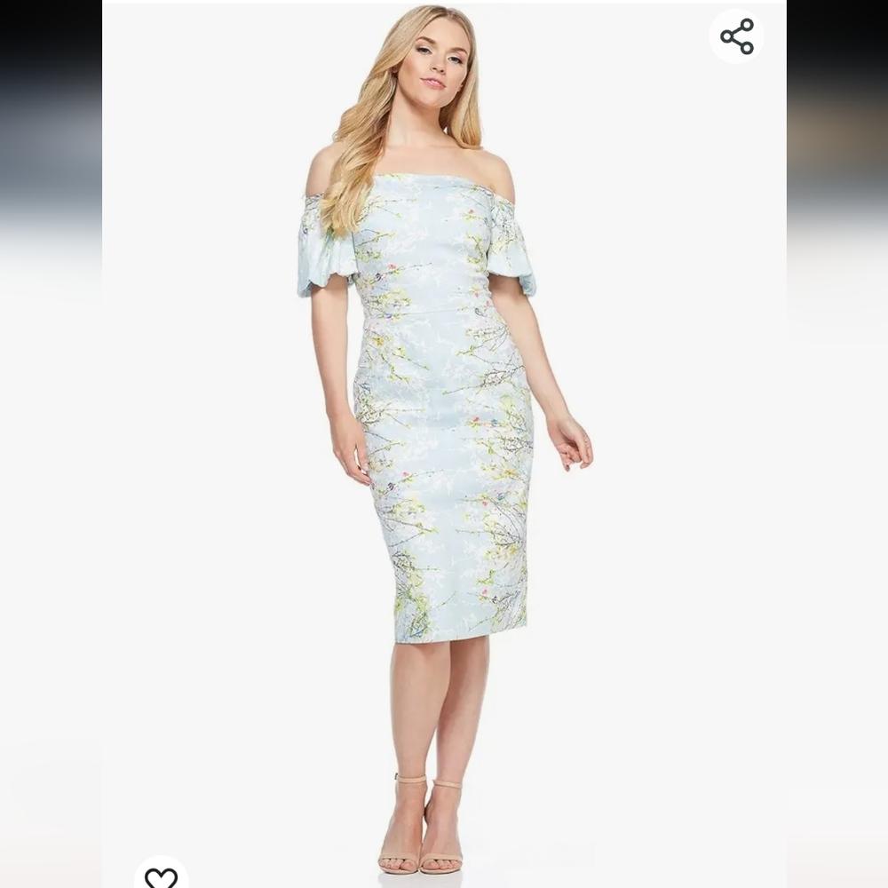 NWT Maggy London Women's Blossom Branch Cotton Sheath Dress Size 12